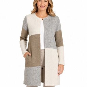 Christopher & Banks Colorblock Open Cardigan Sweater‎ Jacket Soft Size M Neutral